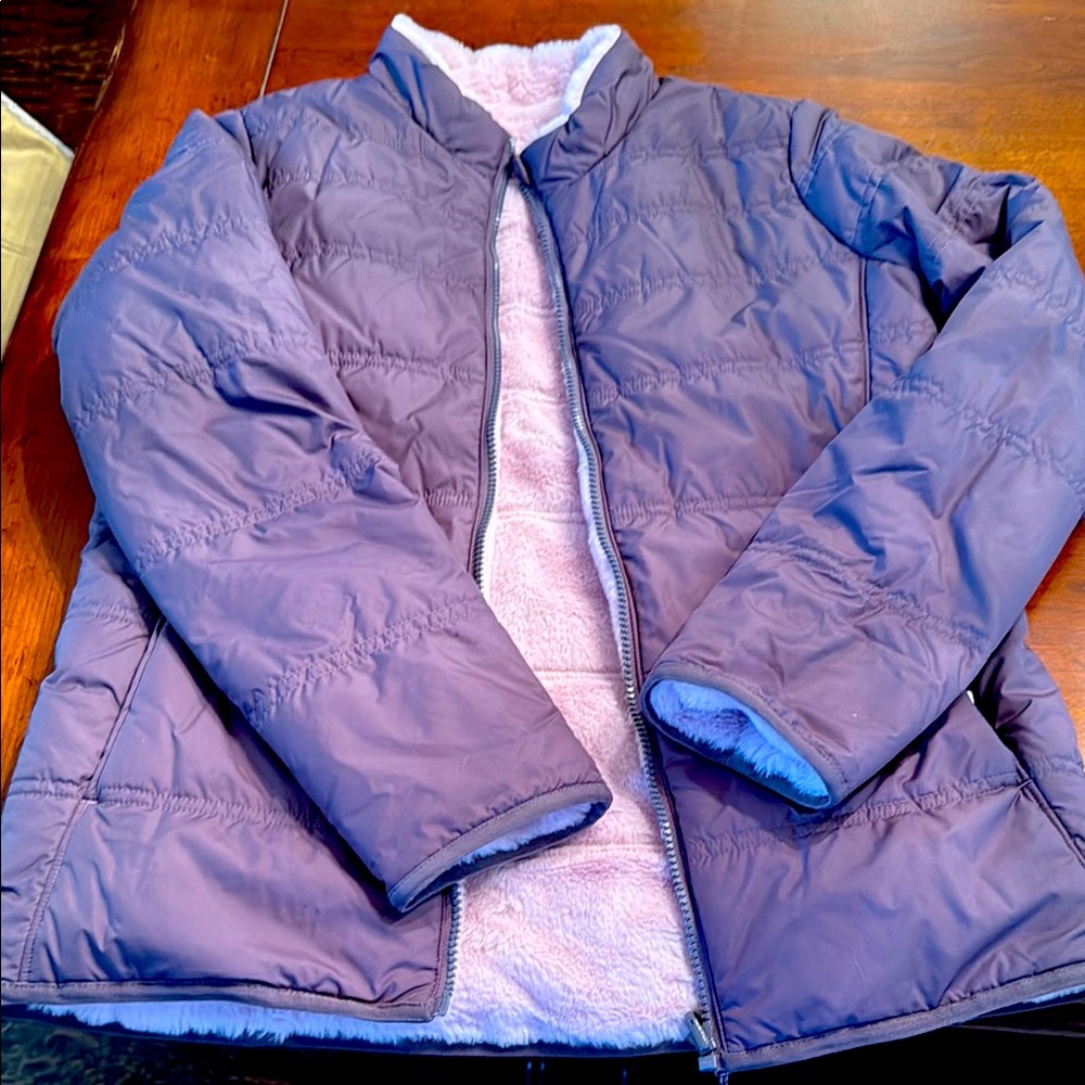 Athleta Girl Reversible  Coat. Purple/Lavender-Girl SZ 16/XXL